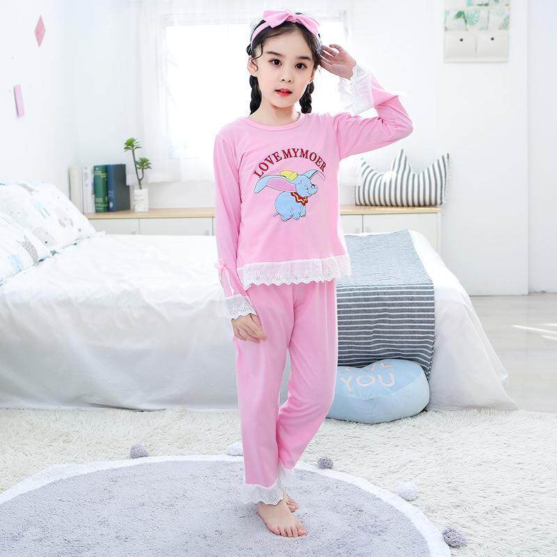 Nơi bán Tay dài Mỏng Phòng Điều Hòa Họa Tiết Hoạt Hình Dễ Thương Áo Trẻ Em Bộ Đồ Ngủ Bộ bé gái Công Chúa Ren Cotton Bộ Đồ Ngủ