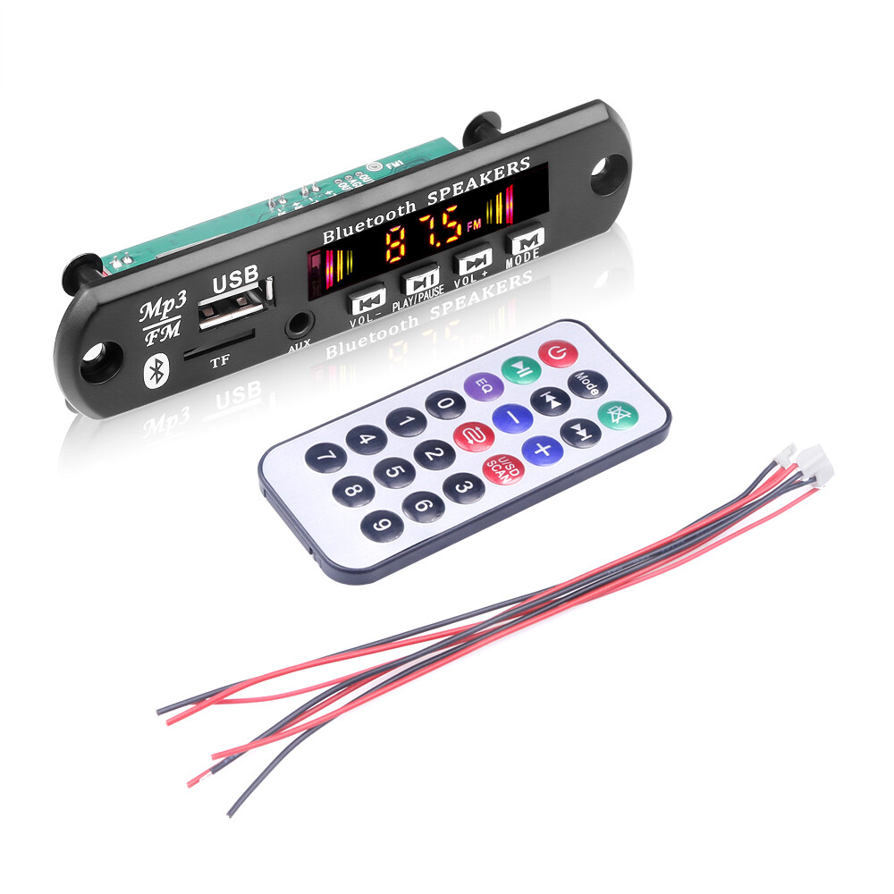 6V-12V Bluetooth 5.0 MP3 Decoder Board Module with USB Audio Player WMA WAV TF/USB Card Slot / FM Remote Board Module with 2*20W Amplifier