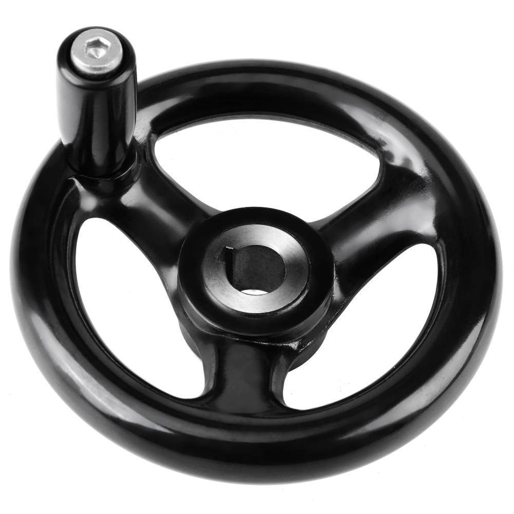 1PC 12*100mm Black Round 3 Spoke Hand Wheel for Lathe Milling Machine