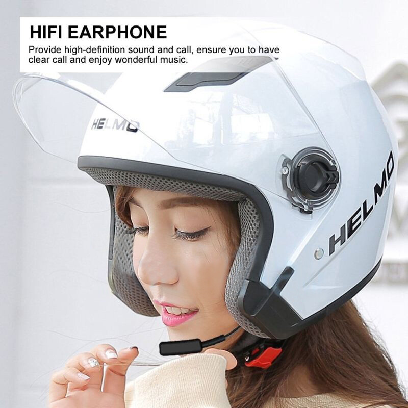 Motorcycle Helmet Headset Bluetooth 4.0 Dual Stereo Speakers Hands-free Music Call Control Mic Earphone Black