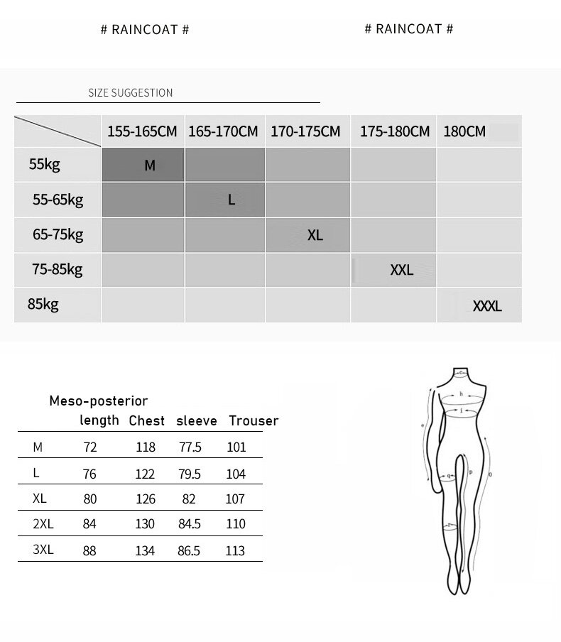 Raincoat Rainstorm Proof Breathable Not Easily Damaged Stylish Split Raincoat