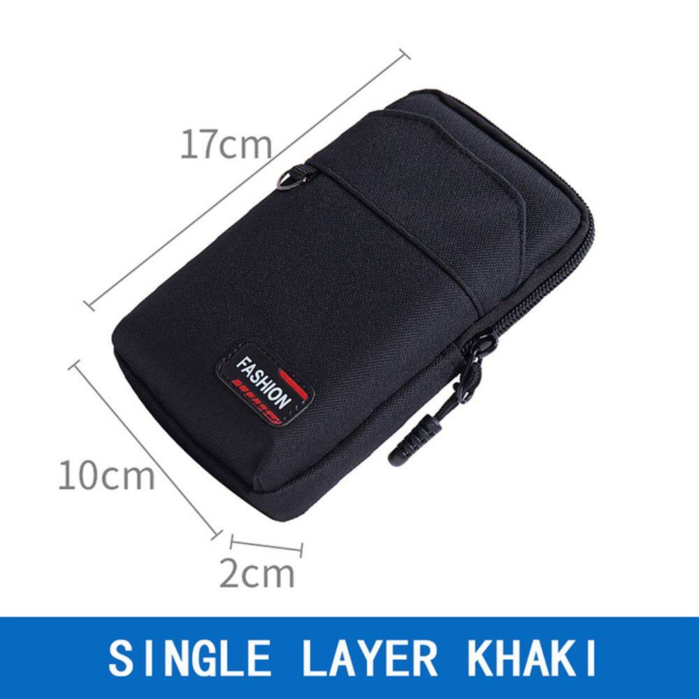 15MIN Durable Phone Accessories Single/Double Layer Green Khaki Men Phone Pouch Mobile Phone Bags Waist Fanny Pack EDC Molle Purse Belt Waist Bag