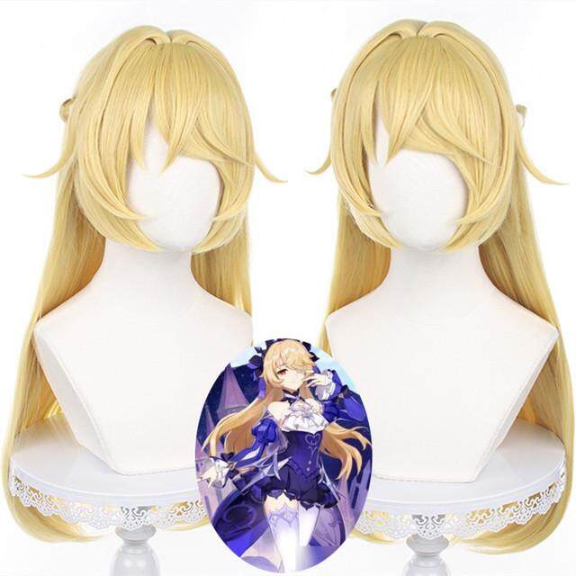 【Fire New】 Genshin Impact Fischl Wig Long Ponytails with Ribbon Cosplay ...