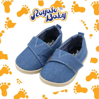 Royale Baby ( 12.5-15.5cm ) canvas shoes baby shoes boy toddler shoes Injection / kasut baby boy ( Navy Blue & Blue boys shoes | baby shoes boy 1 year | slip on shoes ) 032-855