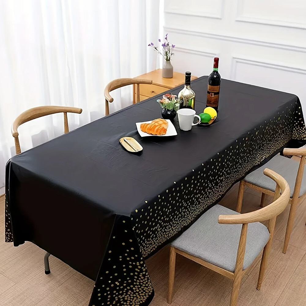 137x274cm Disposable Tablecloth Rectangle Bronzing Gold Dot Waterproof Table Runner for Restaurant Wedding Decor Birthday Party Supplies