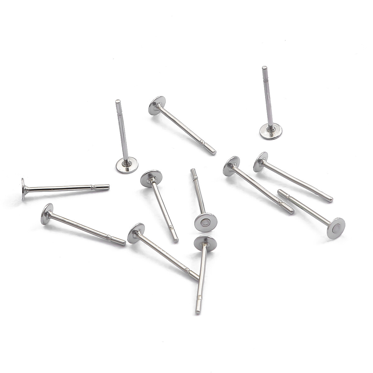 20/100pcs 3/4/5/6/8/10/12mm Stainless Steel Blank Earring Stud Base Cabochon Cameo Settings DIY Jewelry Making Accessories Supplies