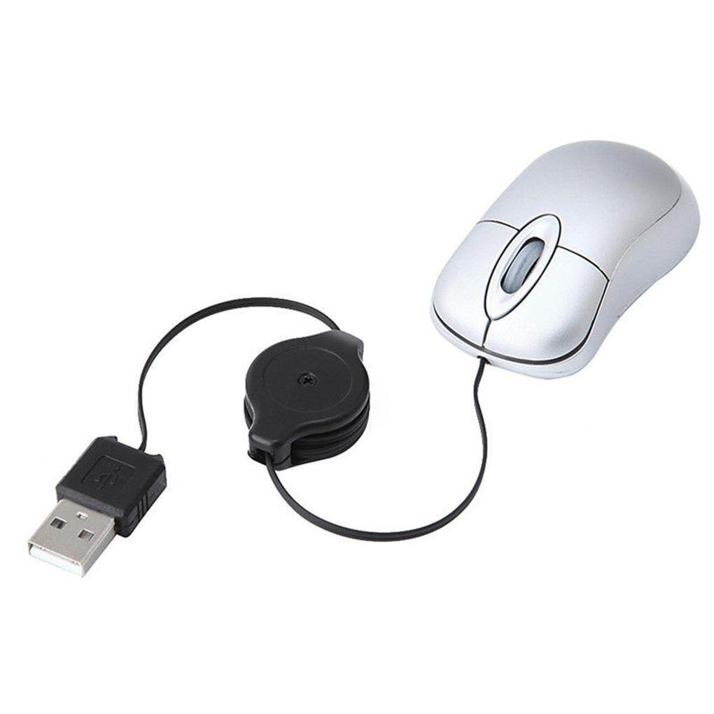 Lovely Mini Wired Mouse Retractable USB Cable Ergonomic Office Computer PC Laptop Gaming Mice