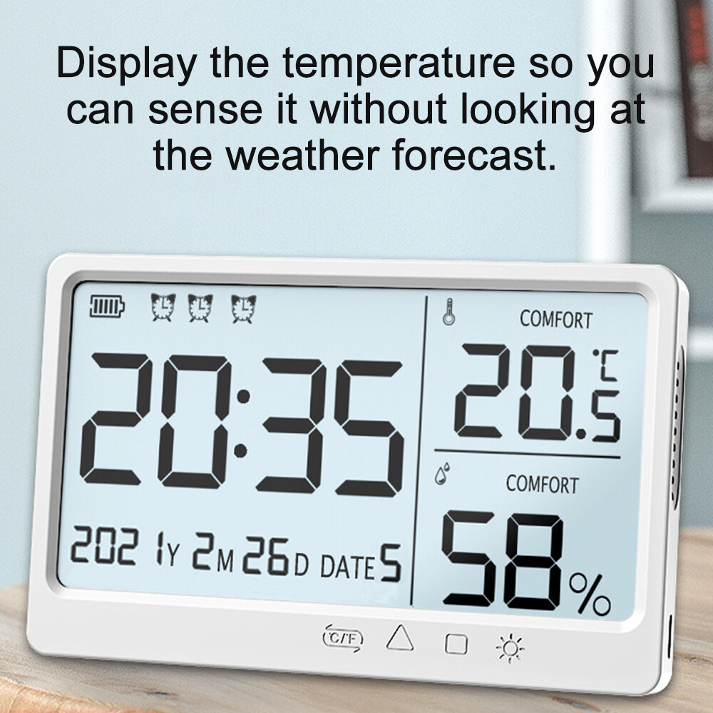 Đồng hồ báo thức Smart Sensor đo nhiệt độ ẩm màn hình LCD-INTL