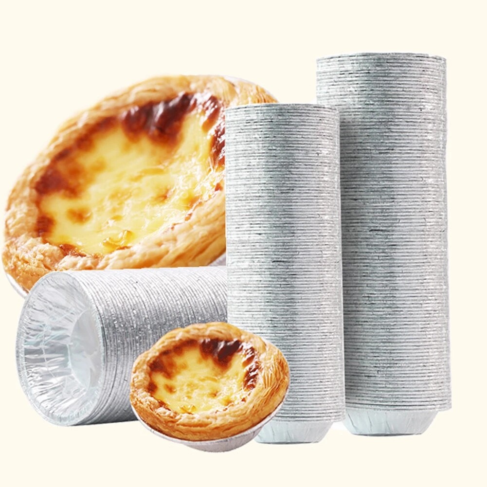 Dream Hunter 100 pcs/lot Disposable egg tart mold egg tart bottom tray cup cake mold Pudding Mould Tin Baking Tools