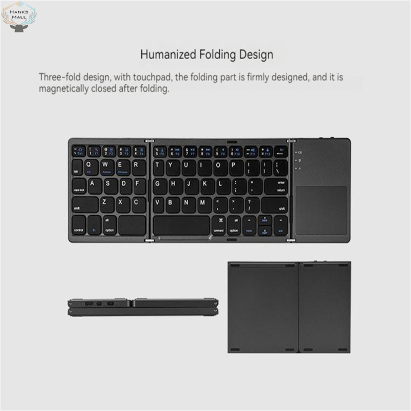 HK Portable Mini Bluetooth-compatible Keyboard Wireless Foldable Trackpad Keyboard Compatible For Ios Android Windows ipad