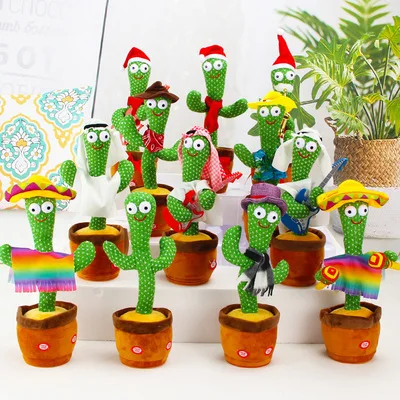 Geral Dancing Singing Cactus Toy Repeating Talking Wiggle Electric Cactus Plush Toys For Kids