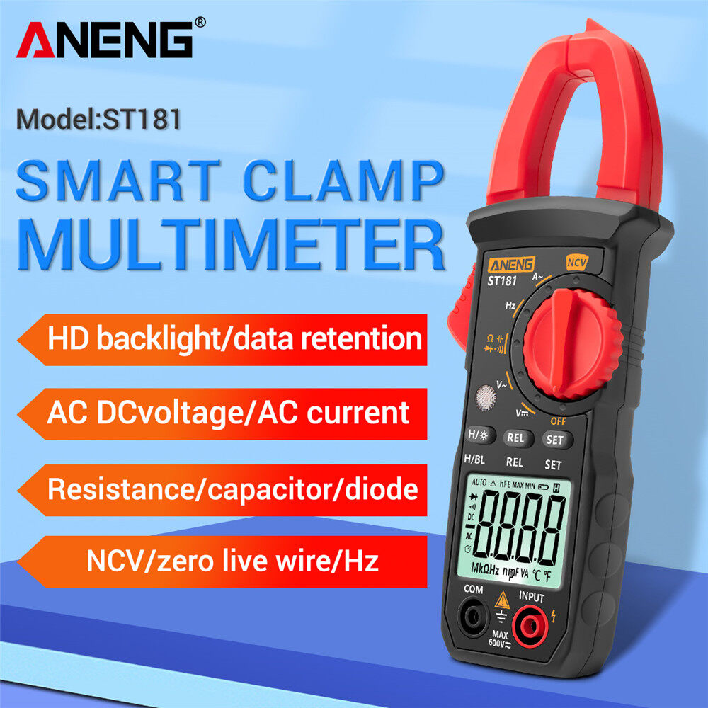 ANENG Đồng Hồ Kẹp Dòng Điện Xoay Chiều Kỹ Thuật Số Đếm ST181 4000 Đồng Hồ Vạn Năng Phạm Vi Tự Động 400A Có Đèn Nền Đồng Hồ Đo Điện Áp Kẹp Đồng Hồ Đo Ampe Kế Kẹp Kiểm Tra NCV Đồng Hồ Vạn Năng Đo Điện Dung