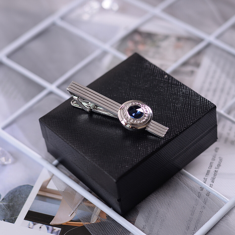 Boutique Tie Clip Fashion Cuff Buckle Set Silver Gold Diamond High-End Business Pin French Shirt Button Fashion