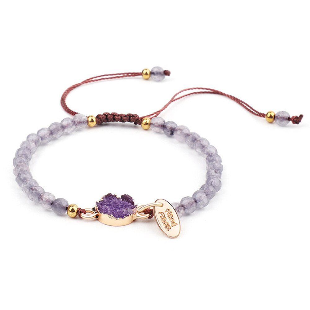1 pc Fashion Bracelet Handmade Colors Natural Stone Simple Charm Bracelet 4MM Bead Bracelet with Stone Pendant Jewelry women