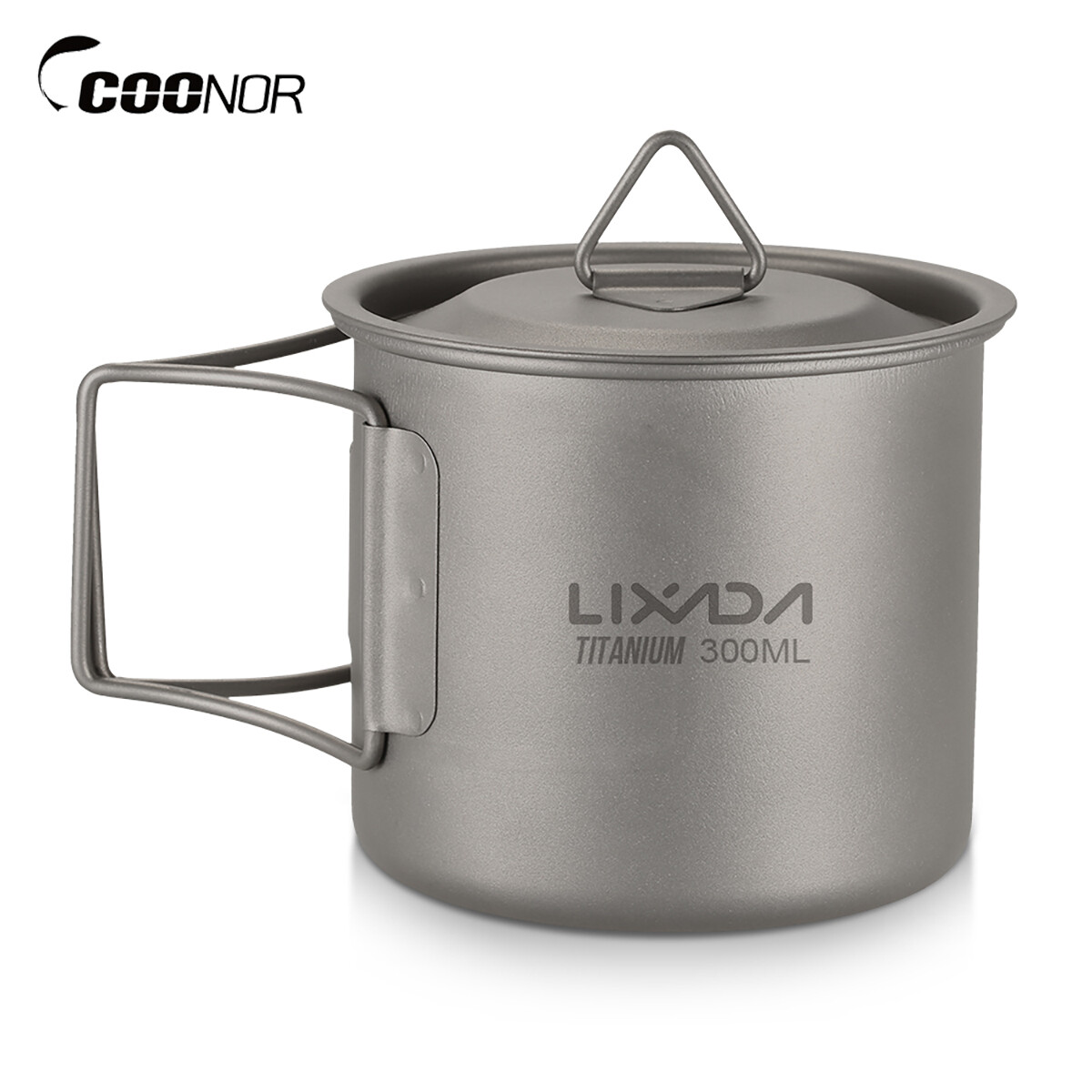 Lixada Ultralight Titanium Cup Outdoor Portable Camping Picnic Water Cup Mug with Foldable Handle 300ml / 350ml / 550ml / 650ml