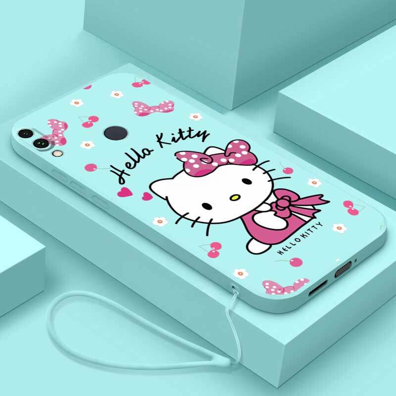 Casing Redmi Note 7 Redmi Note 7 Pro Redmi Note 6 Redmi Note 6 Pro phone case Soft Liquid Silicone Protector Smooth shockproof Bumper Cover Cute Hello Kitty Phone Case Phone Case With lanyard