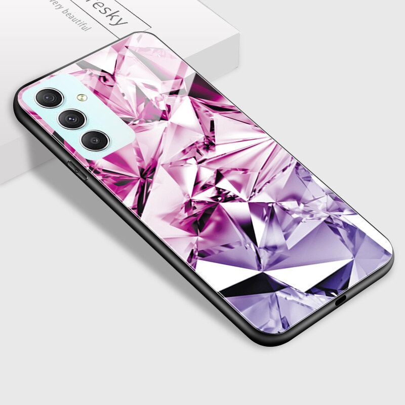 PMP Casing Case For Samsung Galaxy A34 5G Case Samsung A54 5G Luxury Diamond Glass Shining Back Panel Shockproof Casing Soft Edge Tempered Glass Case Cover