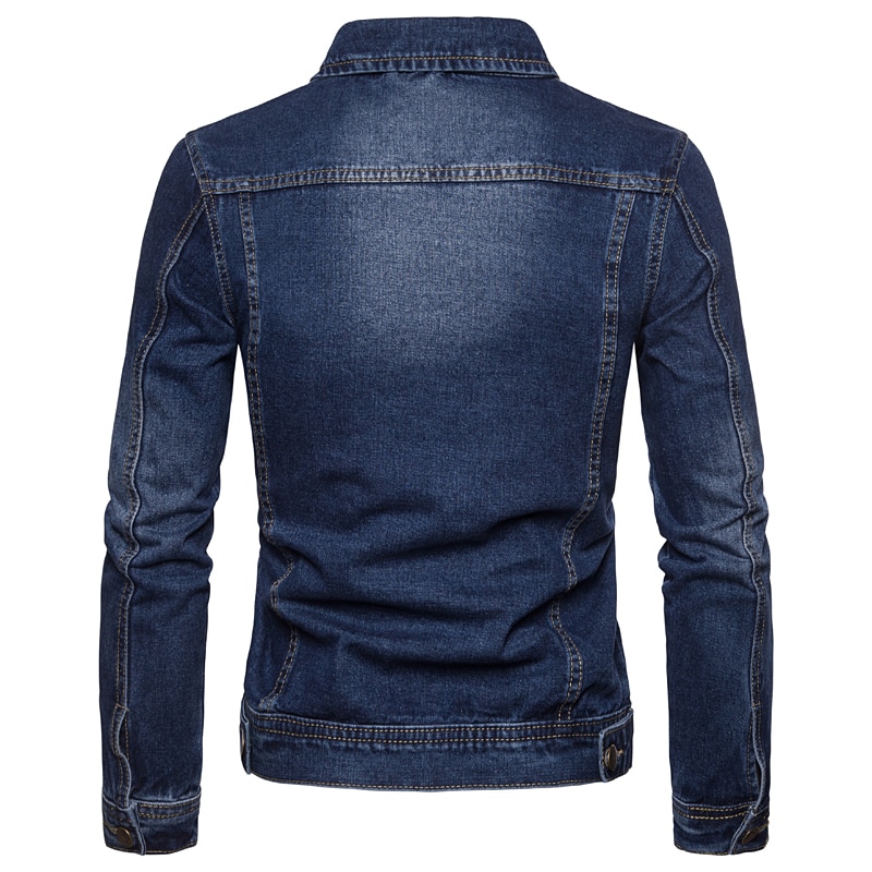 Spring Autumn Men Denim Jackets Casual Solid Color Lapel Single Breasted Jeans Jacket Men Slim Fit Cotton Outwear Jackets 5xl-M