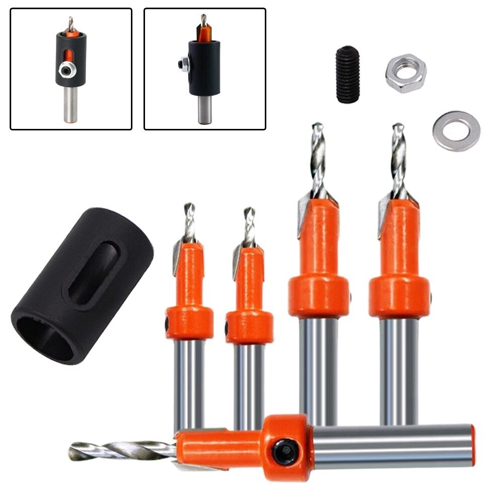 Woodworking Countersink Drill Bit Set with Step Design and Adjustable Stopper