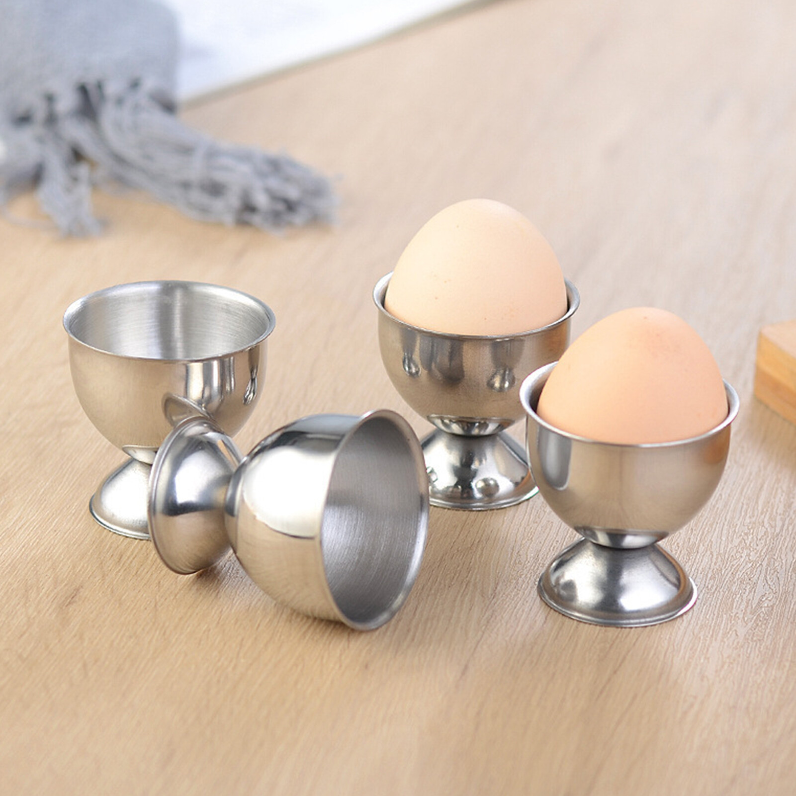 JAREDQ 40ml Egg Cup Eco-friendly Rust-proof Stainless Steel Boiled Egg Container Cup for Bar Egg Container Eco-friendly