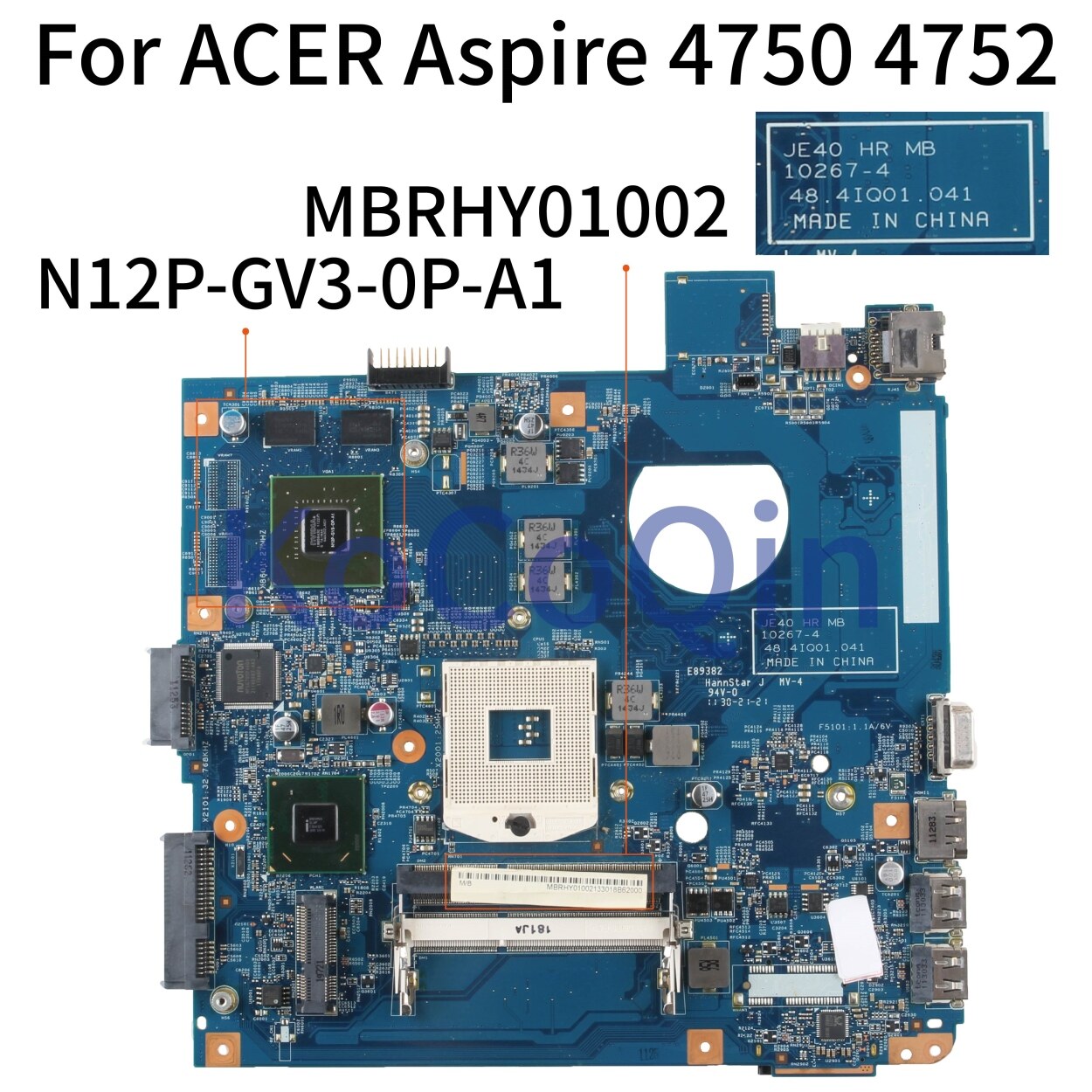 MB.RC801.002 Acer Aspire 4750 Travelmate 5760ZG Intel Laptop Motherboard s989 