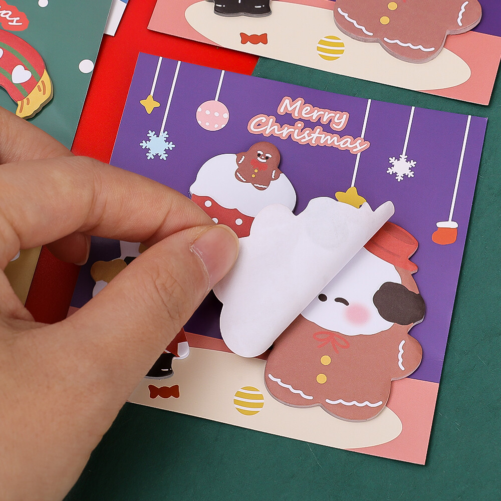 60Sheets Cartoon Christmas Sticky Notes Student Memo Notes Cute Hand Account Post-it Notes Xmas Gift