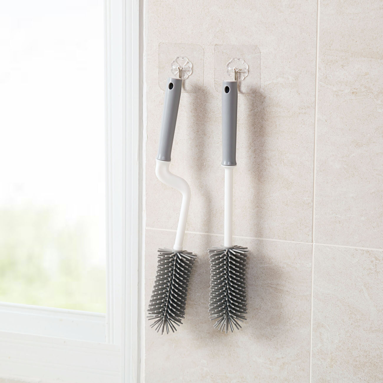 Homenhome 1pcs Soft Silicone Bottle Brush Kitchen Cleaning Brush Long Handle