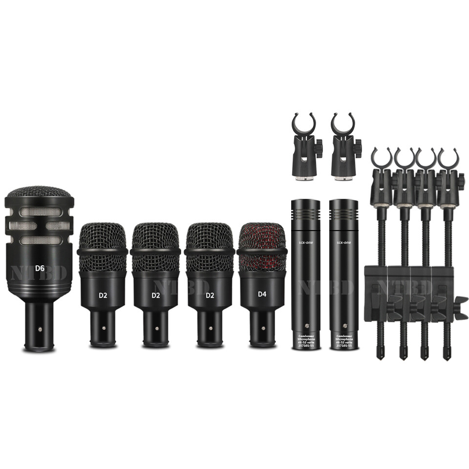 NTBD DP72 Seven-Piece Set Professional Drum Microphone Set for Band Performance Live Performance Wired Dynamic Microphone Drum Mic Kit