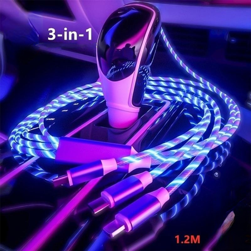 {hot} 2022New Luminous USB Cable 1/2M 3A Fast Charging Charger Glow USB Wire Cord Data Cable For iPhone 13 12 11 Pro Max X XR XS 8 7 6