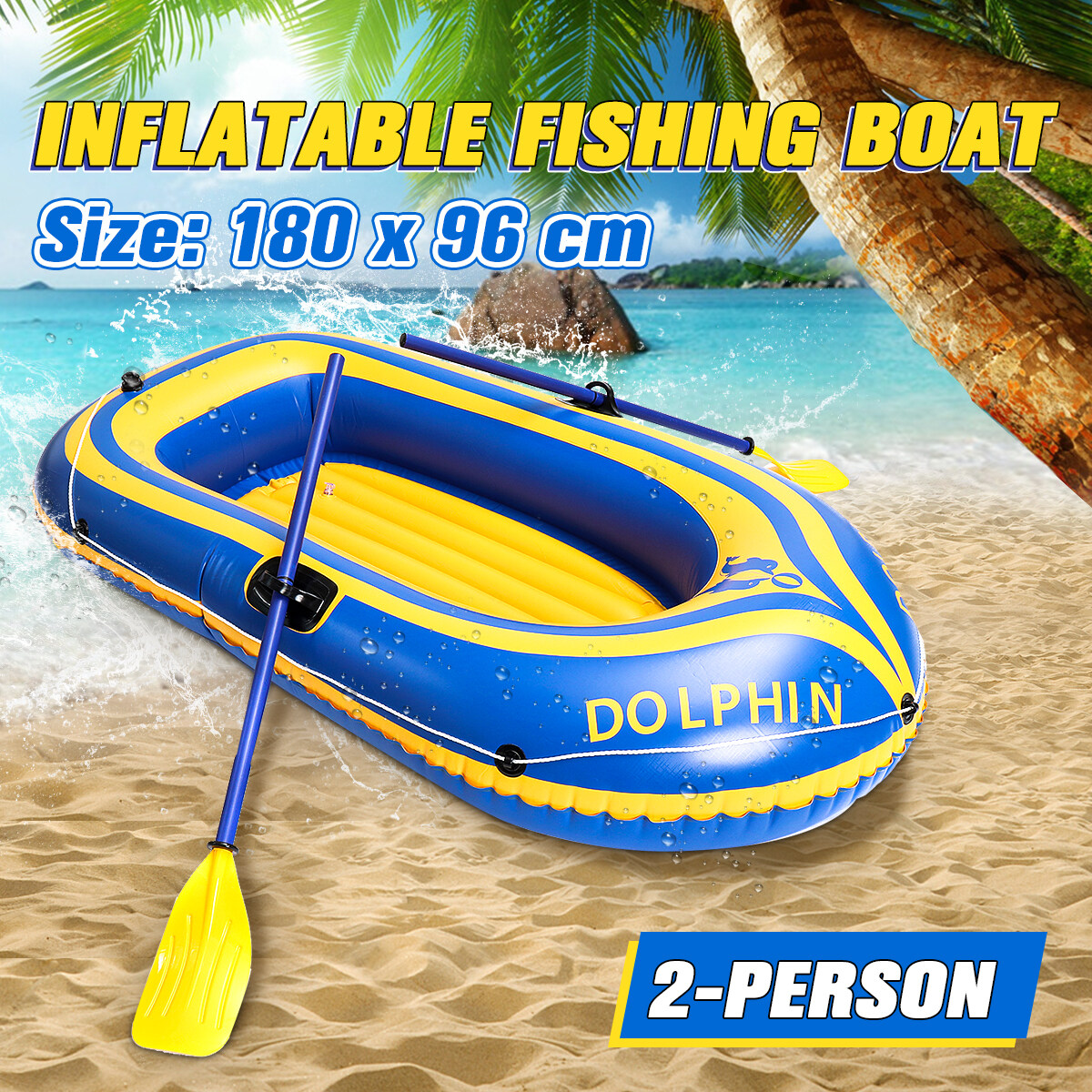 2Person Inflatable Oared Fishing Boat Kayak River Lake Raft Paddles