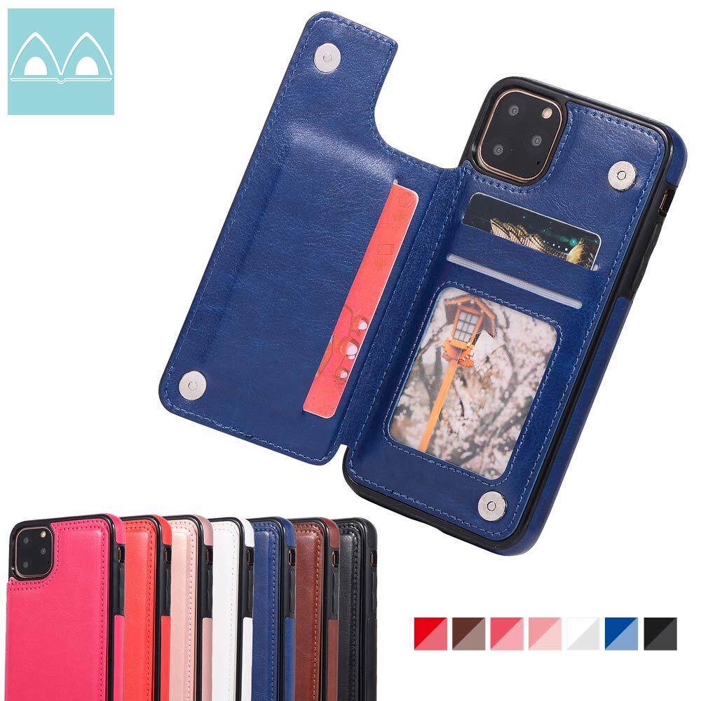 For Apple iPhone 11/iPhone 11 Pro/iPhone 11 Pro Max Wallet Case with Card Holder PU Leather Kickstand Double Magnetic Clasp Shockproof Cover Casing
