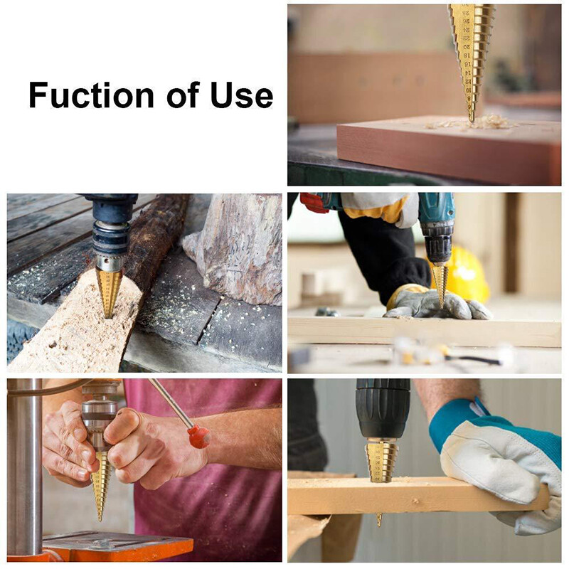 [Ready Stock] KIPRUN 4-32mm HSS Titanium Coated Step Universal Drill Bit Set, 4-32mm HSS Titanium Coated Step Drill Bit Drilling Power Tools for Metal High Speed Steel Wood Hole Cutter Cone Drill