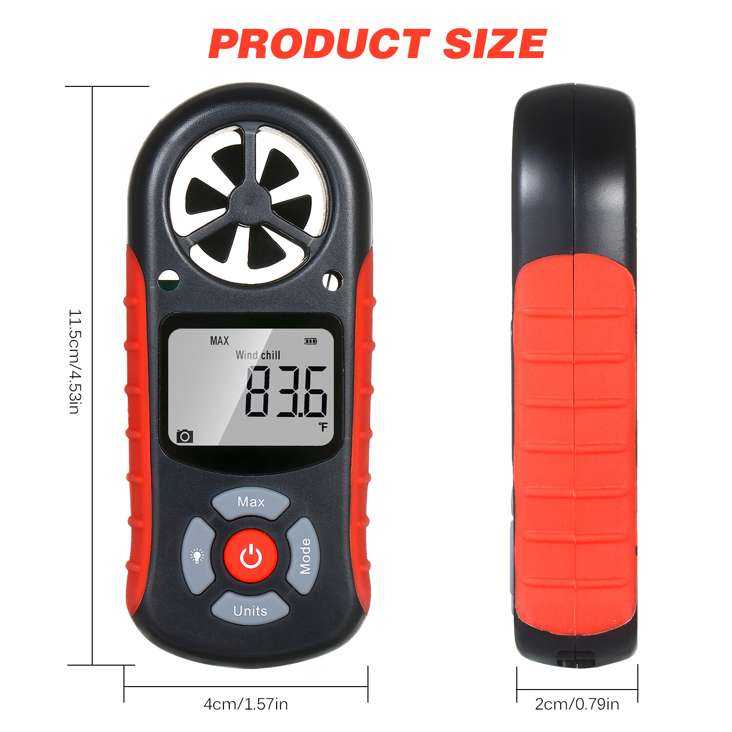 Smart Sensor Máy Đo Tốc Độ Kỹ Thuật Số Cầm Tay 8 Trong 1 Máy Đo Tốc Độ Gió/Gió Lạnh/Nhiệt Độ/Độ Ẩm/Chỉ Số Nhiệt/Điểm Sương/Áp Suất Khí Quyển/Máy Đo Độ Cao Máy Đo Khí Tượng Kỹ Thuật Số Có Đèn Nền LCD