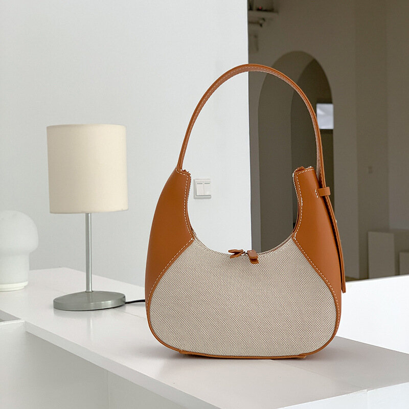 C&K bag A new premium articulated canvas tote bag Women's niche crescent bag shoulder bag