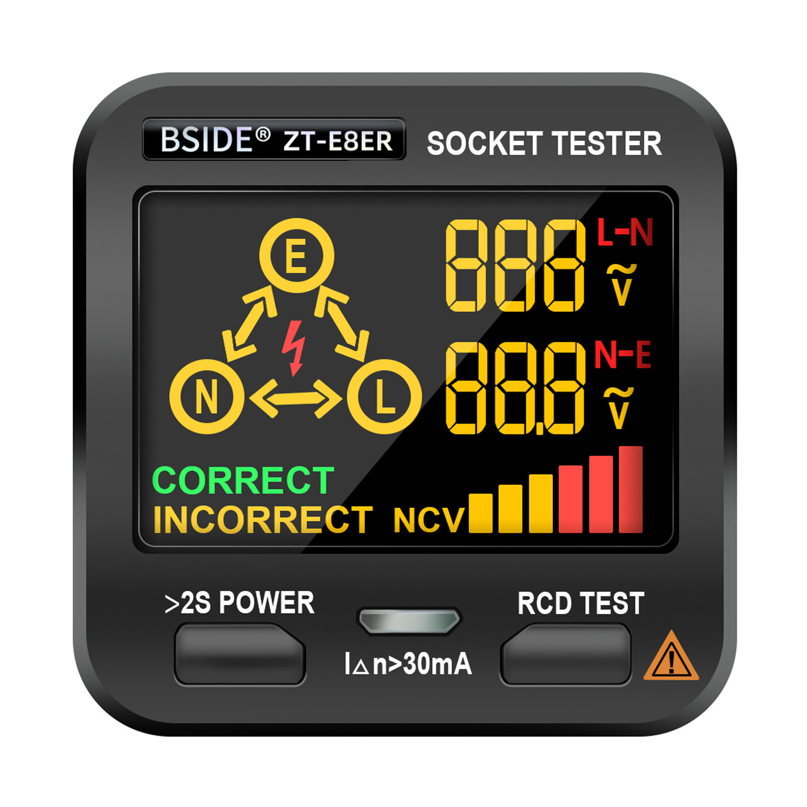 BSIDE Electric Socket Tester Outlet Tester Digital LCD Display with NCV