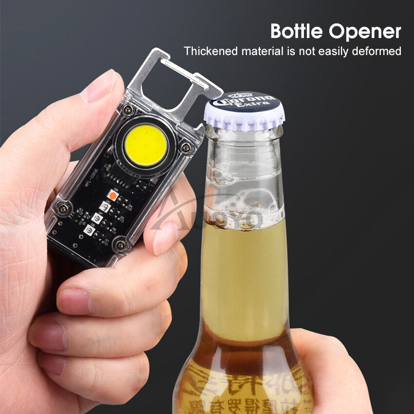 Auoyo Flashlight COB Rechargeable Mini Keychains Work Light Portable Dual Light Source High Brightness Flashlight Strong Light Multi-Functional Flashlight For Outdoor Camping Working Repairing