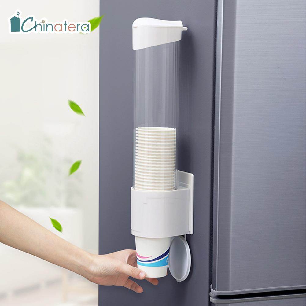 [Chinatera] Plastic Cups Holder Disposable Cup Rack Dust-proof Paper Cups Dispenser