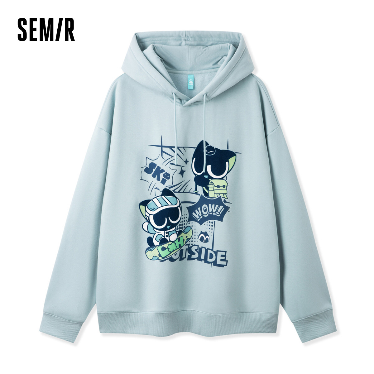 Semir Sweatshirt Men 2024 Winter New Fashion Print Antibacterial Heat Storage Plus Velvet Warm Loose Sweatshirt