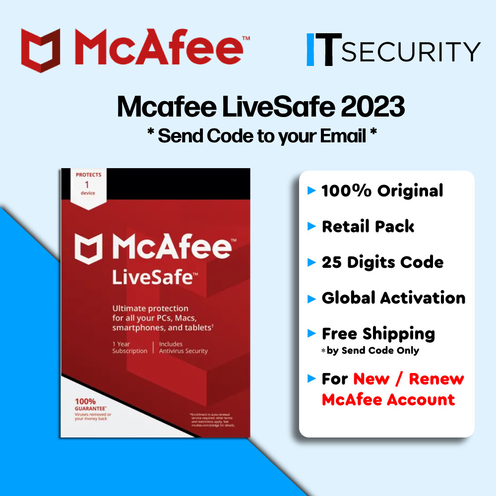 Genuine Original McAfee LiveSafe License Pack 1 Year / 3 Years (For