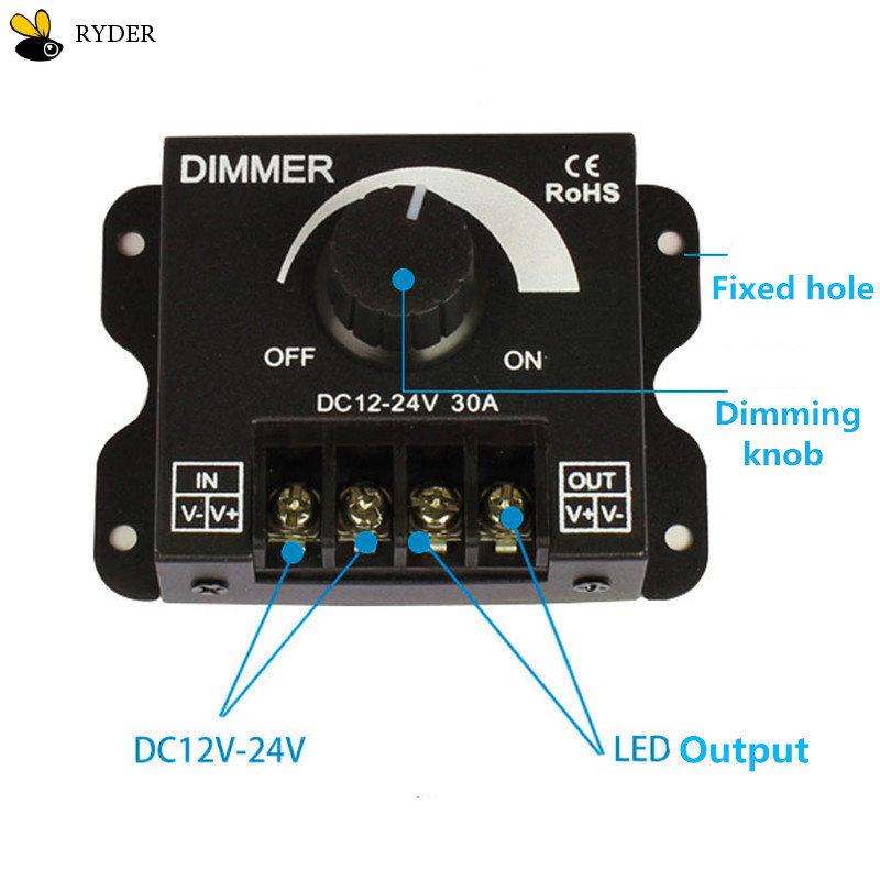 Controller Soft Stable Pwm Digital Dimming For Led Light Bar Led 24v Switch Led Dimmer 30a Regulator Adjustable 360w 12v