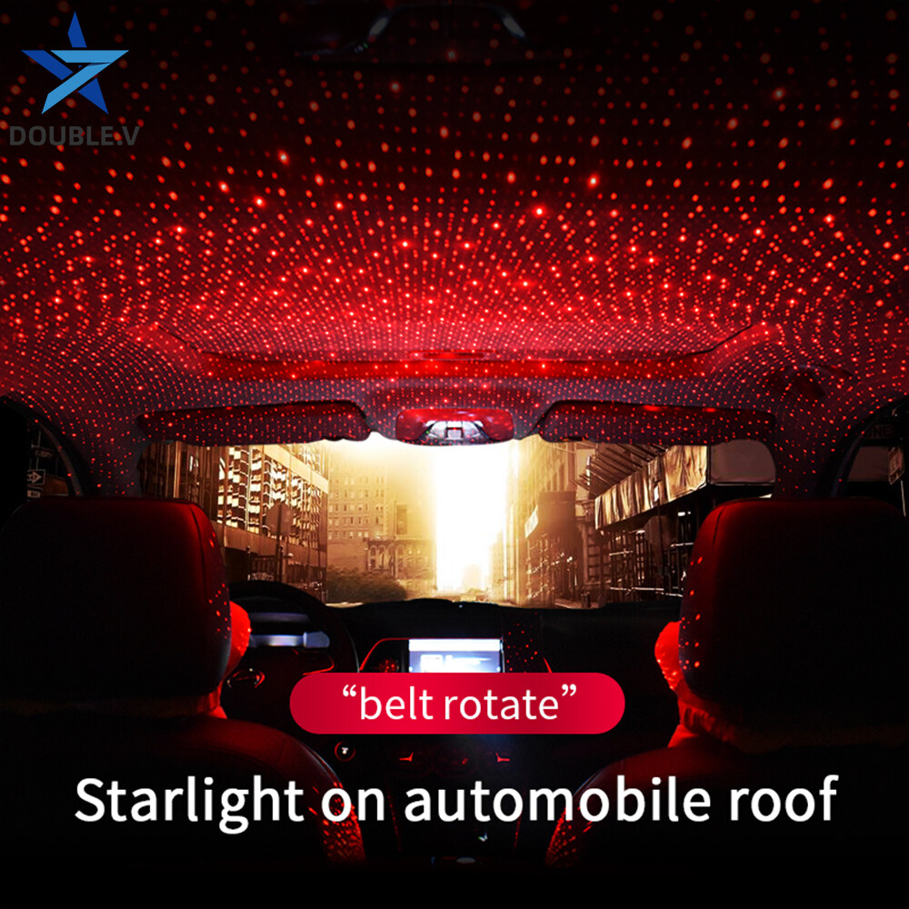 Suasana Bagian Dalam Mobil Ambient Cahaya Bintang DJ Musik Lampu Suara Pengendali Jarak Jauh Memutar Cahaya Ambien Suara Kontrol Lampu LED-Merah Tidak Ada Pengendali Jarak Jauh