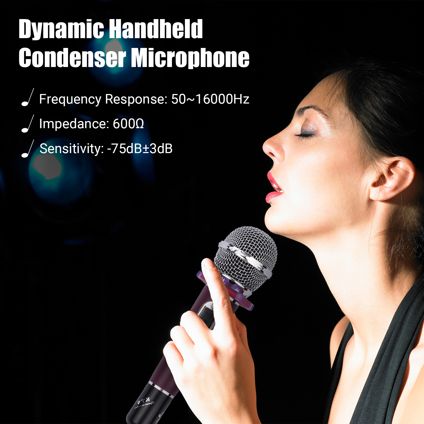 Dynamic Handheld Cardioid Condenser Microphone Wired Mic 4.5m/15ft Cable 6.35mm Plug for Music Singing Karaoke Stage Live Performance
