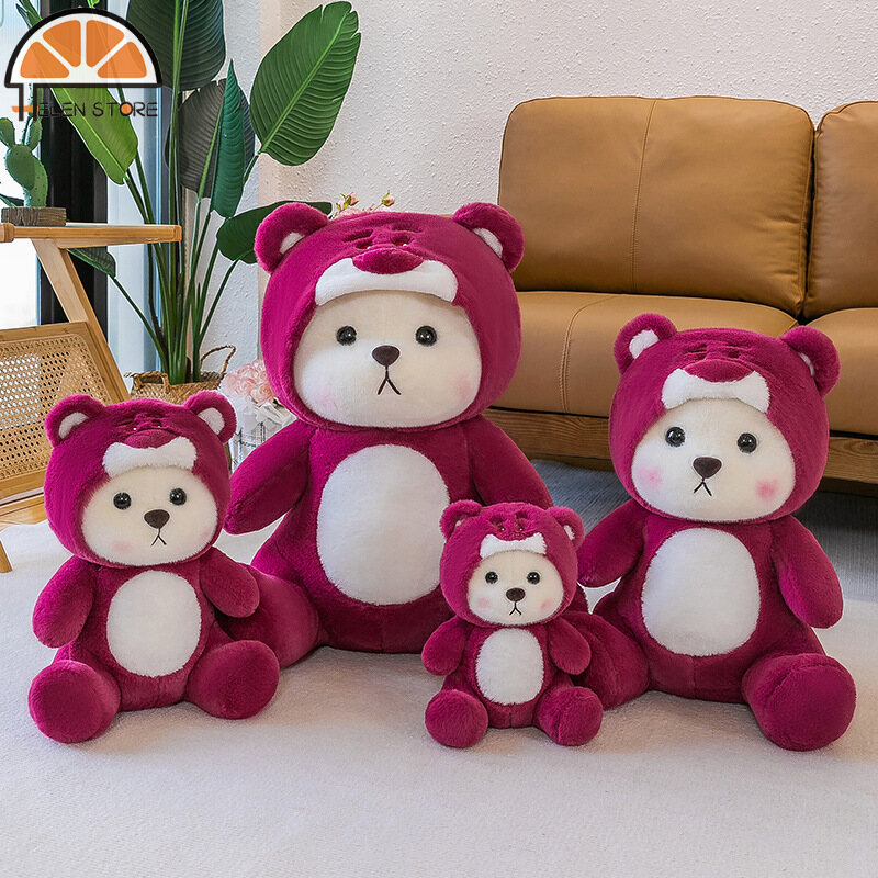 HS New super cute transformed strawberry bear plush teddy bear doll