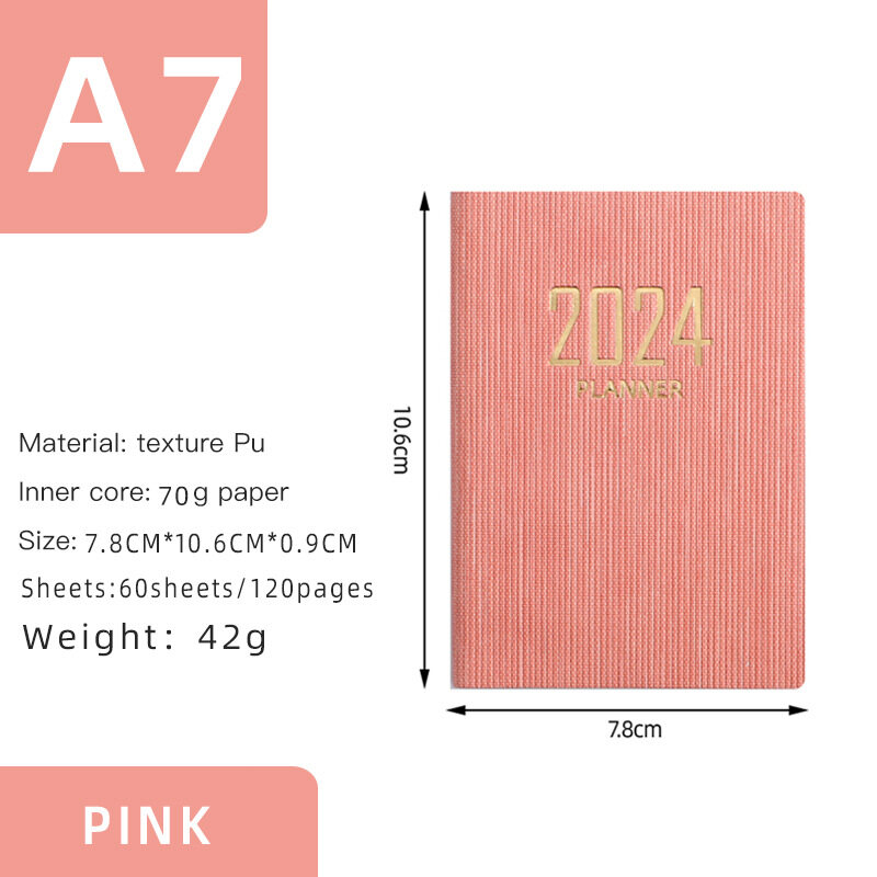 2024 Agenda Organizer daily Week plan A7 Mini Pocket Notebook 365 Days Notepad Diary monthly Planner Office School Journal
