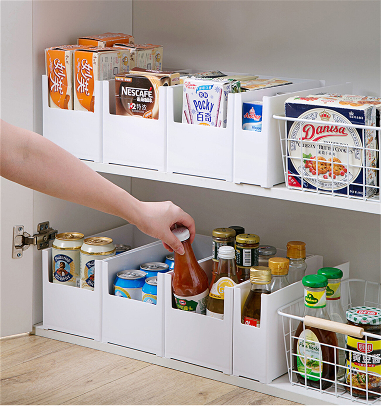 CNMF 1pcs Cabinet Storage Box Desktop Spice Rack Debris Storage Basket Kitchen Organizer