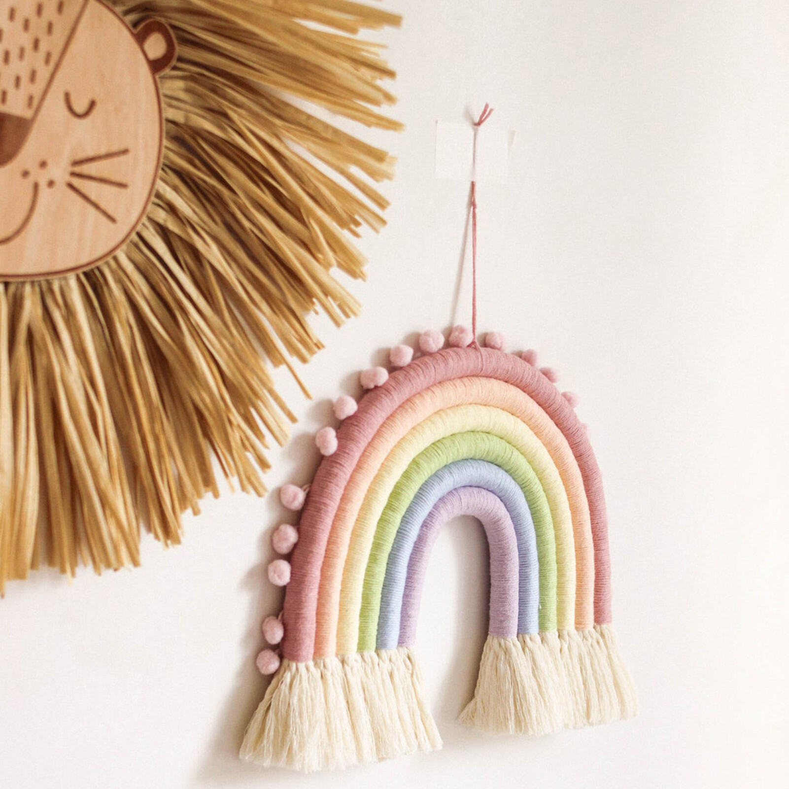 JAREDQ Nice-looking Tapestry Pendant Fine Workmanship Cotton Rope Compact Delicate Rainbow Hanging Tapestry for Home Hanging Pendant Nice-looking