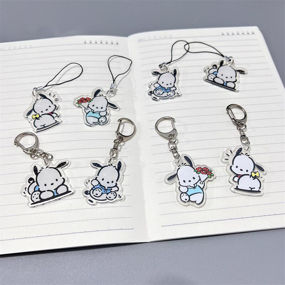 Sanhe 2pcs Cute Pacha Dog Keychain Double-Sided Acrylic Phone Case Pendant