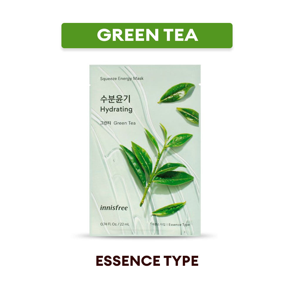 Innisfree Squeeze Energy Facial Mask , Sheet Korea Facial Mask, Acaid Berry/Pomegranate/Rose/Aloe/Green Tea, #Hypoallergenic Daily Mask #vegan certification sheet #Dermatology test completed