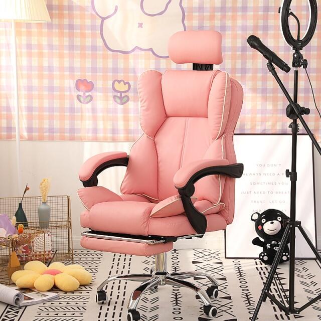 Pink Office Chairs,Sillas Gamers Gaming Chair With Footrest,Fauteuil