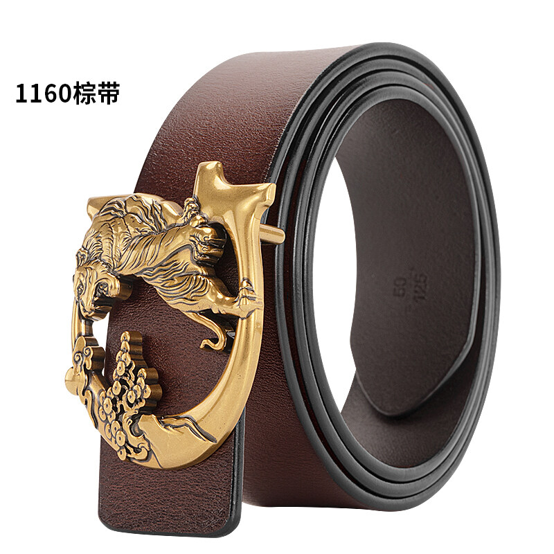 Ratchet Belt For Men With Genuine Leather,Young Student Business Belt Male Automatic Buckle Belt Smooth Personality Belt,Suitable For Clothing Decoration Belting